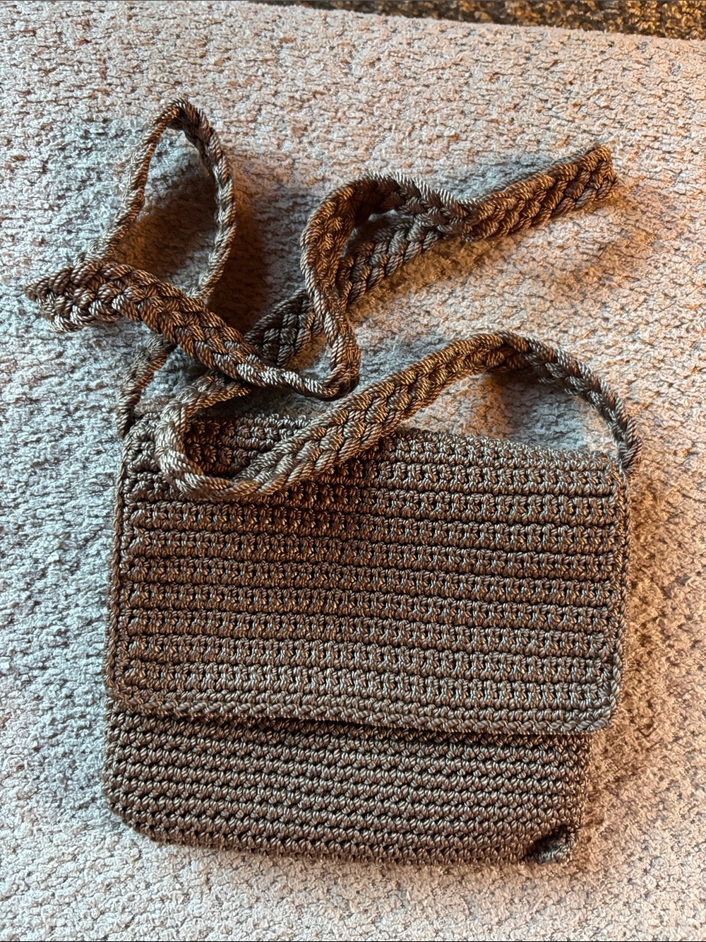 The Sak Brown Mini Woven Crochet Crossbody Bag